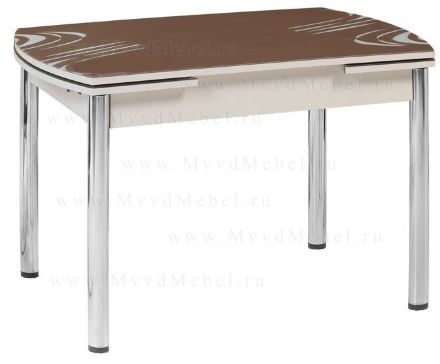 Стеклянный обеденный стол-трансформер с фотопечатью В-М13 коричневый