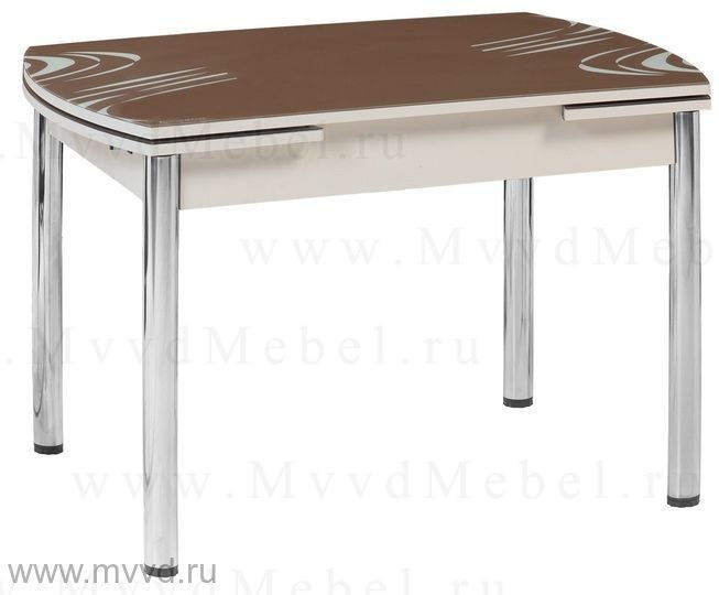 Стеклянный обеденный стол-трансформер с фотопечатью В-М13 коричневый