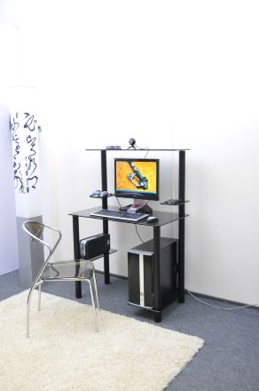 Компьютерный стол на заказ Эдель-KС05 серый / чёрные ноги (ширина от 80 см до 110 см)