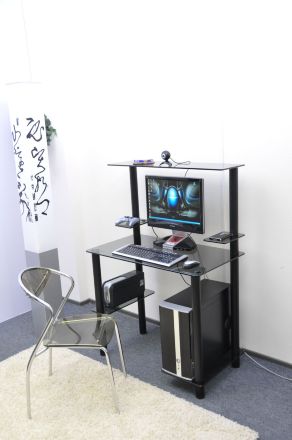 Компьютерный стол на заказ Эдель-KС05 серый / чёрные ноги (ширина от 80 см до 110 см)