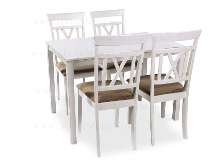 Обеденная группа из Малайзии - стол ES-2 и 4-ре стула ES2003-5 белые расродажа