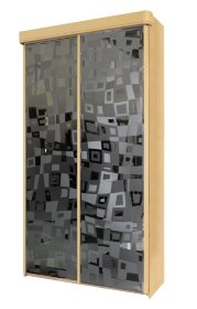 Шкаф-купе двухдверный с рисунком на зеркале в прихожую (ширина 138 или 152 см) с фасадом №22