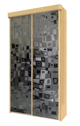 Шкаф-купе двухдверный с рисунком на зеркале в прихожую (ширина 138 или 152 см) с фасадом №22