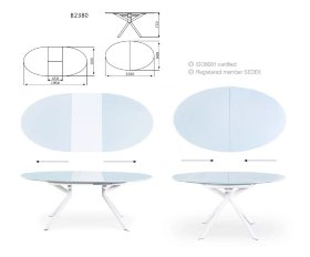 Стол В2380 белый стол-трансформер овальный стеклянный