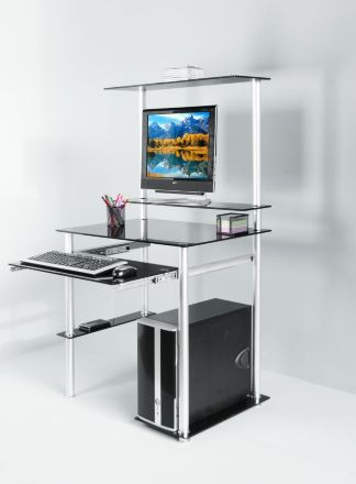 Компьютерный стол G004NG5 чёрное стекло