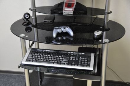 Стол компьютерный стеклянный D97G3 чёрный с блёстками