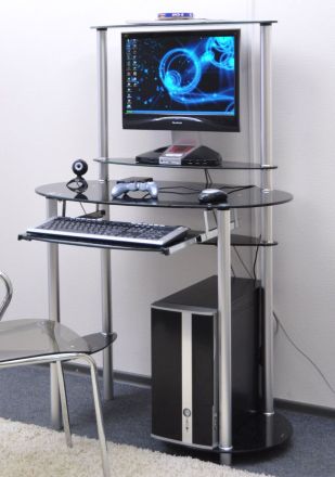 Стол компьютерный стеклянный D97G3 чёрный с блёстками