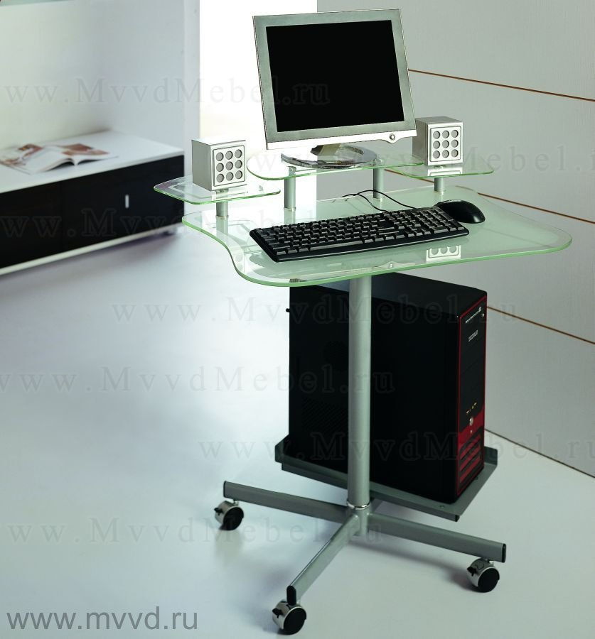 Компьютерный стол V285 белое матовое стекло