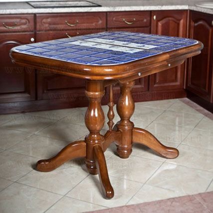 Стол с плиткой с декором Димасс синий (DMC)
