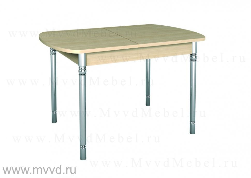 Обеденный стол раскладной со скруглением, модель "Орфей-10", цвет дуб кобург