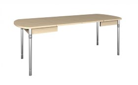 Обеденный стол раскладной со скруглением, модель &quot;Орфей-10&quot;, цвет дуб кобург