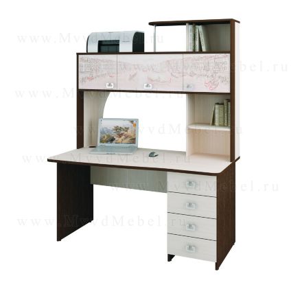 Письменный стол для школьника с надстройкой, модель &quot;Орион-6.10&quot; цвет Дуб Венге, цвет столешницы Дуб Кобург