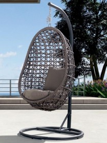 Подвесное кресло Флоренция на стойке с подушкой – серо-коричневое (KR)