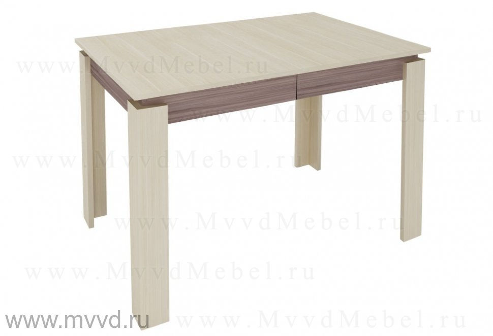 Обеденный стол раздвижной, модель "Орфей-16.1", цвет дуб кобург, втавки ясень шимо тёмный