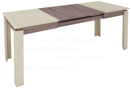 Обеденный стол раздвижной, модель &quot;Орфей-16.1&quot;, цвет дуб кобург, втавки ясень шимо тёмный