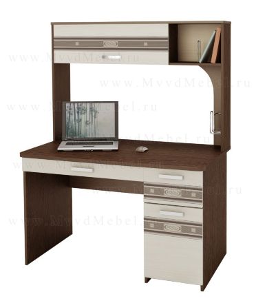 Письменный стол для школьника с надстройкой, модель &quot;Орион-7.10&quot; цвет Дуб Венге, цвет фасадов Дуб Белёный