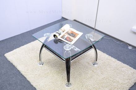 Журнальный столик А1119С квадратный, коричневый крокодил лак