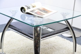 Журнальный столик А1119С квадратный, коричневый крокодил лак