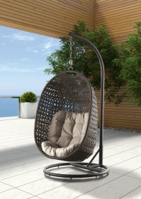 Подвесное кресло Тенерифе на стойке с подушкой – коричневое (KR)