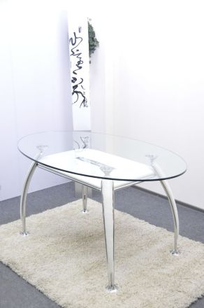 Обеденный стол В2087-3 овальный, цвет белый лак крокодил, РАСПРОДАЖА