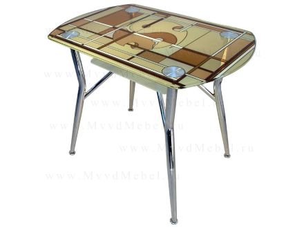Прямоугольный обеденный стол АЗАЛИЯ-1/106 прозрачное стекло с витражным рисунком (GT-AD)