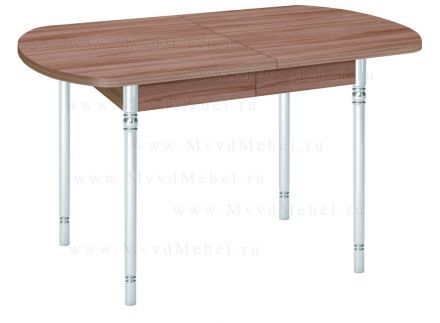 Обеденный стол раскладной со скруглением, модель &quot;Орфей-10&quot;, цвет ясень шимо тёмный