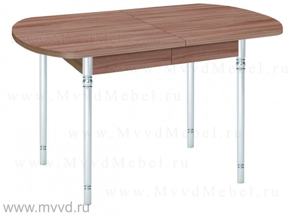 Обеденный стол раскладной со скруглением, модель "Орфей-10", цвет ясень шимо тёмный