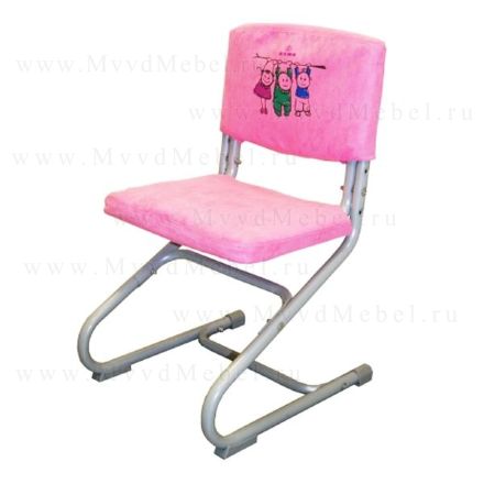 Чехол для стула СУТ-01 замша розовая с рисунком дэми (съёмный)