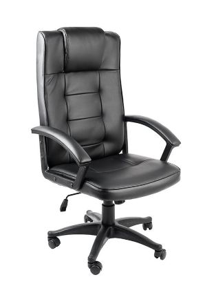 Кресло руководителяCH-6519 чёрное с обивкой из кожезаменителя PVC с механизмом качания и фиксацией (BM)