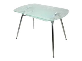 Прямоугольный обеденный стол АРИЭЛЬ-1/13 прозрачное стекло с пескоструйным рисунком (GT-AD)