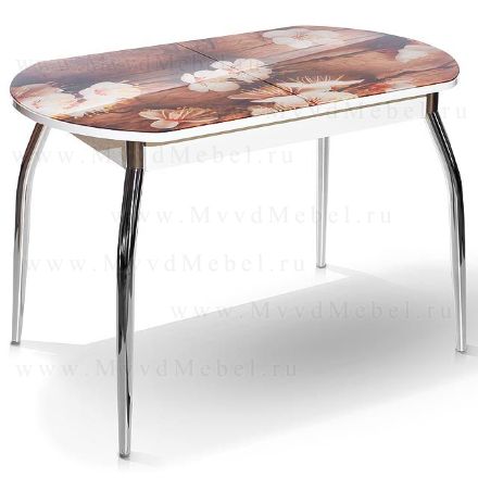 Стол раздвижной SIENALE-Абрикос стеклянный с фотопечатью