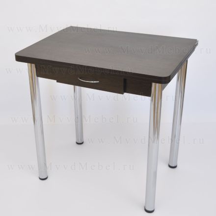 Стол для кухни Ломберный Т80х60 раскладной с ящиком, венге ноги хром