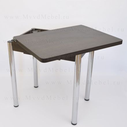 Стол для кухни Ломберный Т80х60 раскладной с ящиком, венге ноги хром
