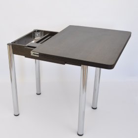 Стол для кухни Ломберный Т80х60 венге с ящиком ноги хром