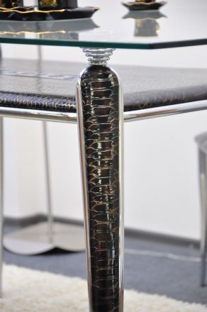 Стол В2087 лак коричневый крокодил обеденный стеклянный