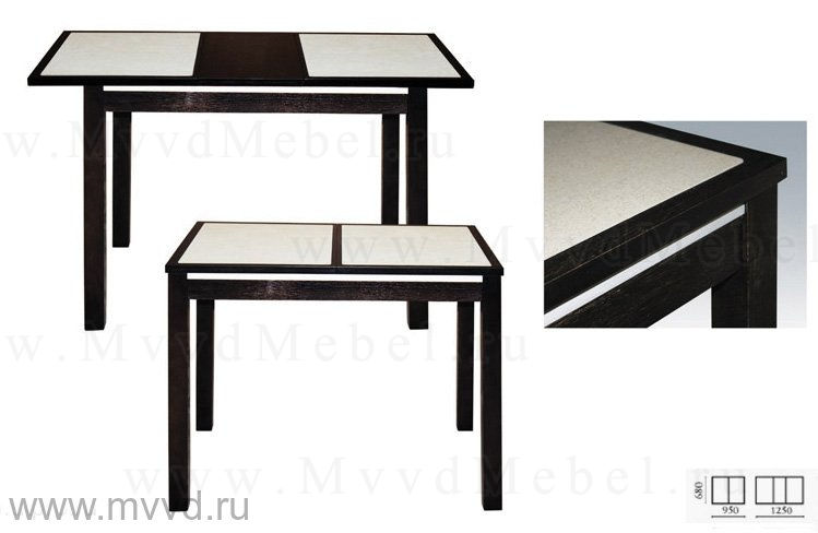 Стол деревянный раскладной Жасмин-950*680 с КАМНЕМ