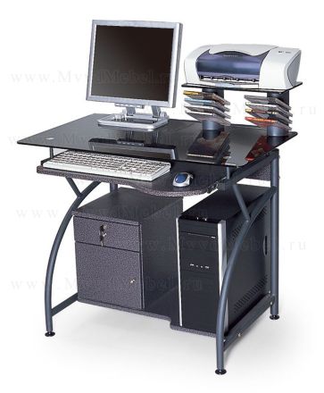 Стеклянный компьютерный стол SB-T1025B стекло чёрное (SB)