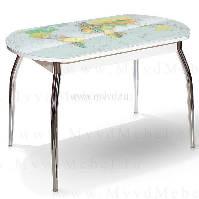 Стол раздвижной SIENALE-Карта-мира стеклянный с фотопечатью