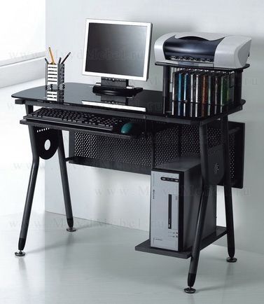 Стеклянный компьютерный стол SB-T1073B чёрное стекло (SB)