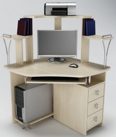 Компьютерный стол угловой из ДСП, модель &quot;Фортуна-35&quot;, цвет Дуб Кобург