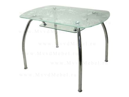 Прямоугольный обеденный стол ВИОЛА-7 прозрачное стекло с рисунком (GT-AD)
