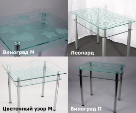Стол на заказ кухонный стеклянный Троя-23 с рисунком или фотопечатью