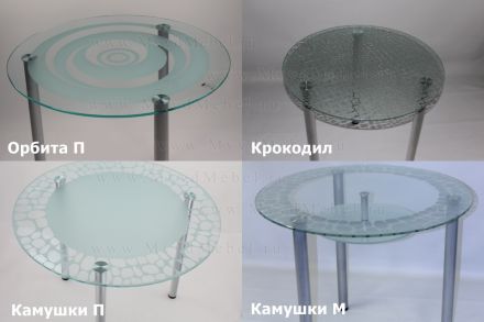 Стол на заказ круглый кухонный стеклянный Арфа с рисунком или фотопечатью