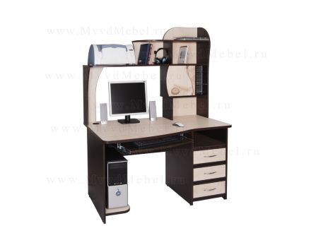 Компьютерный стол с надстройкой, модель &quot;Орион-3.10&quot; цвет Дуб Венге, цвет столешницы Клён Танзай