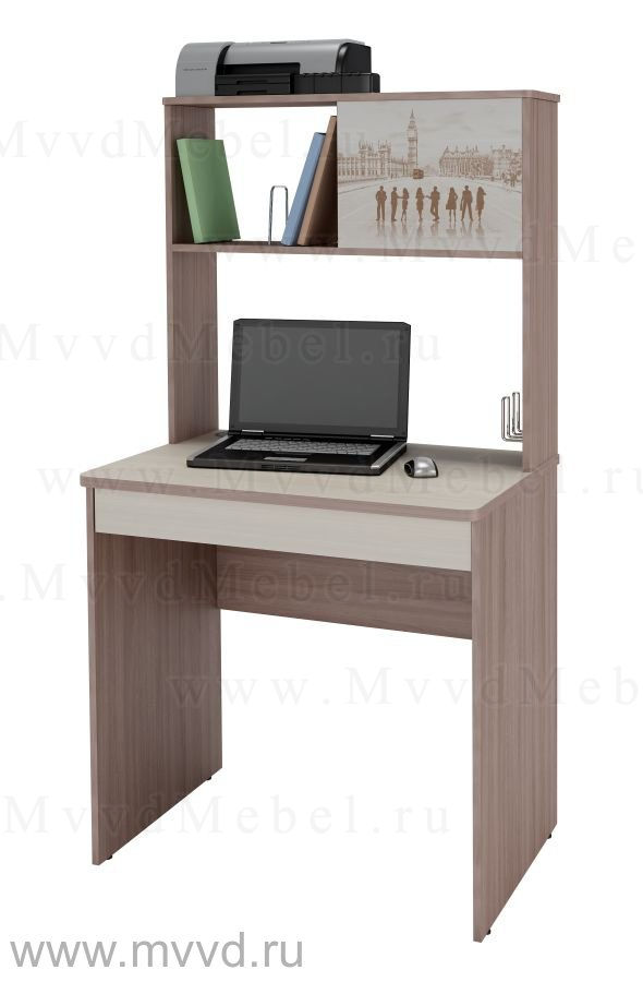 Компьютерный стол с надстройкой, модель "Орион-5.10" цвет Ясень Шимо тёмный, цвет столешницы Дуб Кобург