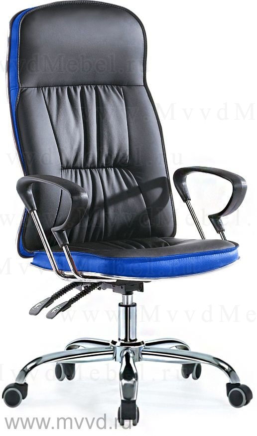 Кресло компьютерное офисное SB-А500 чёрное с синими вставками (SB)