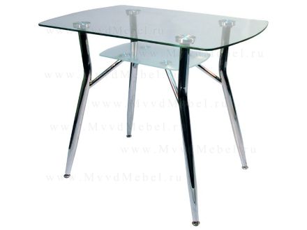 Прямоугольный обеденный стол КАМЕЛИЯ-1 прозрачное стекло (GT-AD)
