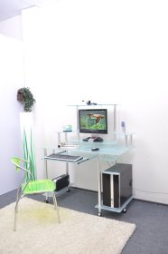 Компьютерный стол D99G2 стекло белое матовое