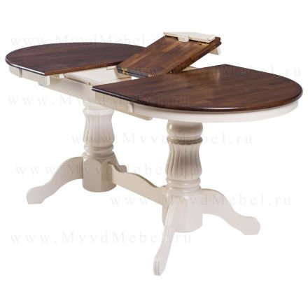 Стол раздвижной JIN EXT-3252-NF AV Cream+Walnut из массива гевеи