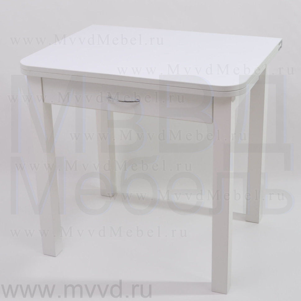 Стол Ломберный Зевс-80х60 с ящиком, белый пластик Квадратные ножки, раскладной